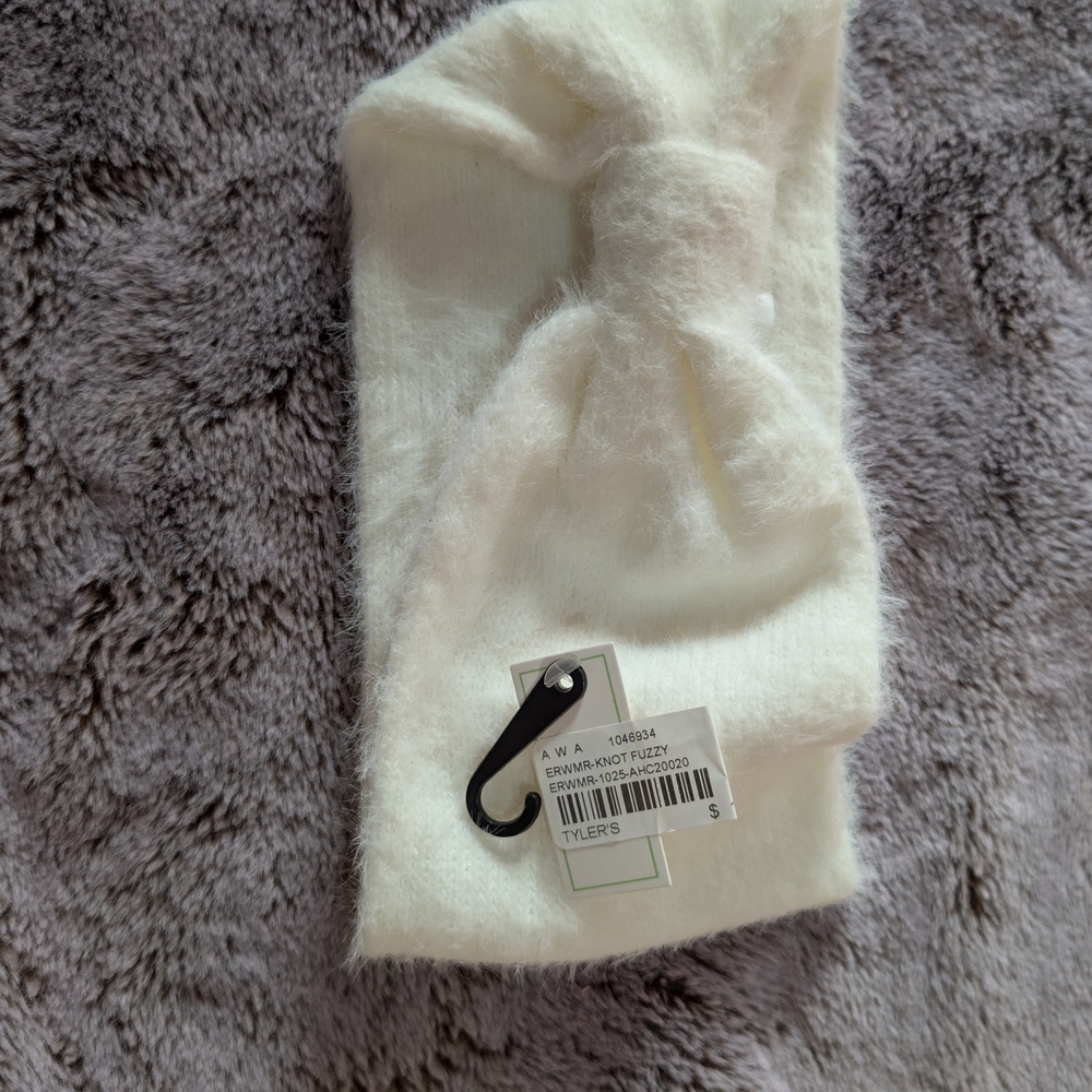 White Fuzzy Knot Headband